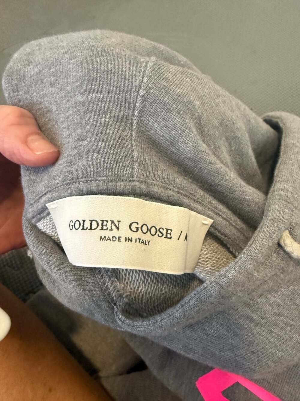 Golden Goose Pullover Hoodie- S- heathered gray/hot neon pink- MSRP $490 - Picture 12 of 12